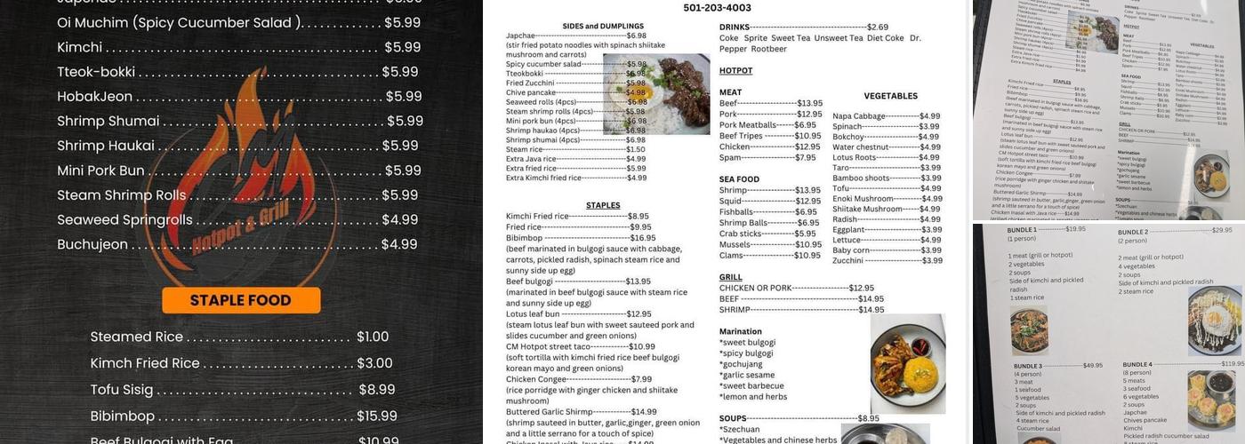 CM hotpot and grill Menu