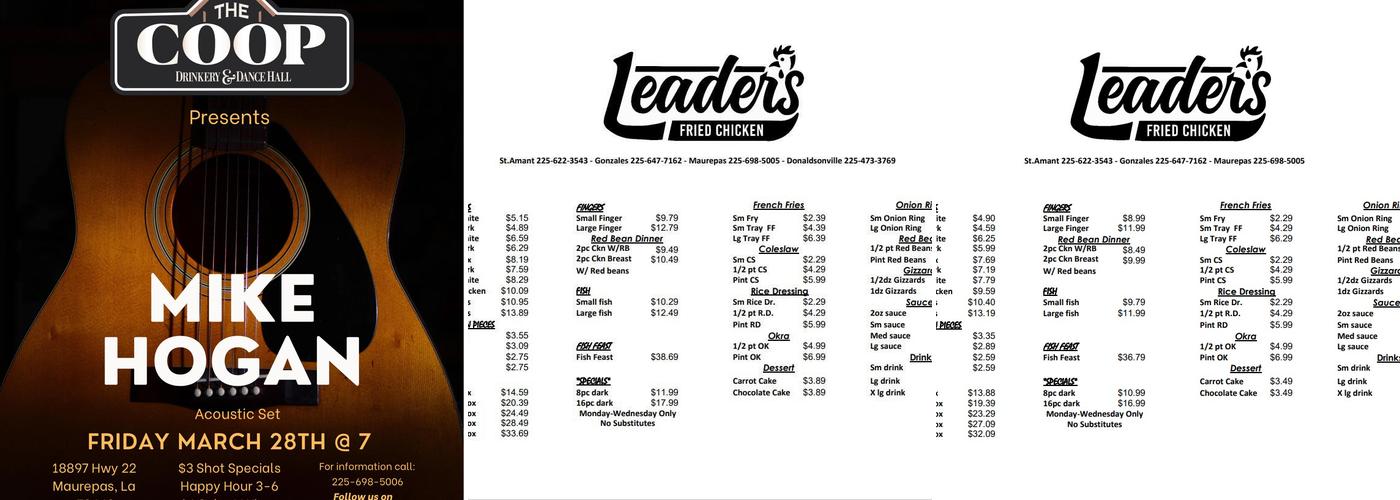 Leader's Fried Chicken Menu