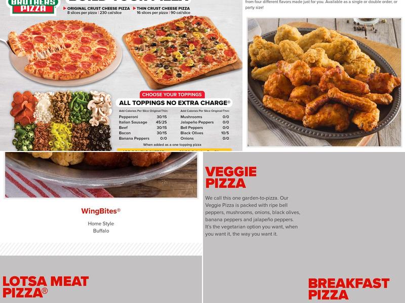 Hunt Brothers Pizza Menu