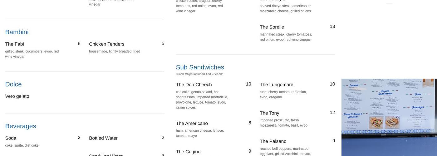 Amici Italian Specialties Menu