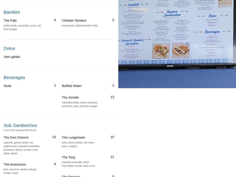 Amici Italian Specialties Menu