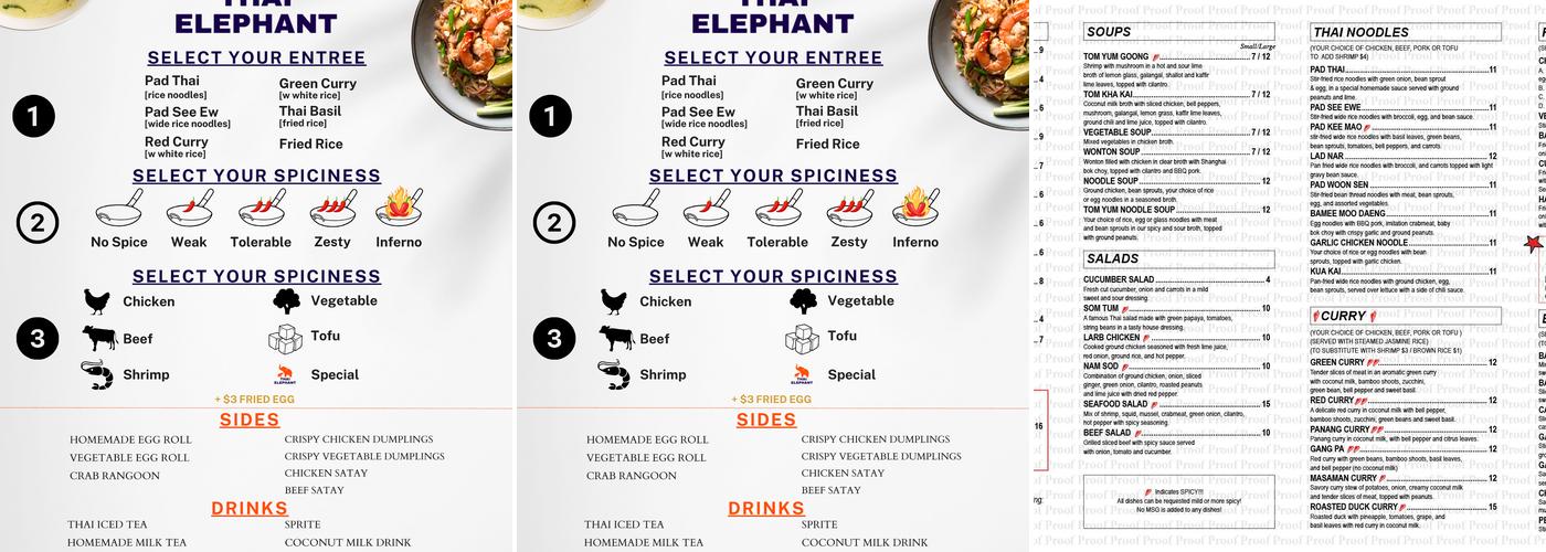 Thai Elephant Menu
