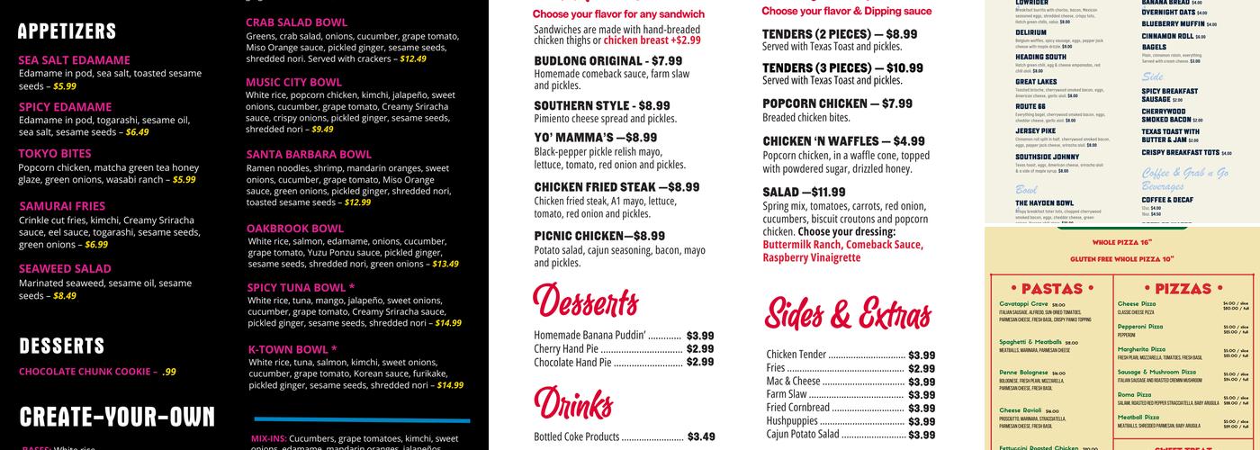 Craveworthy Kitchen at Lakeview Menu