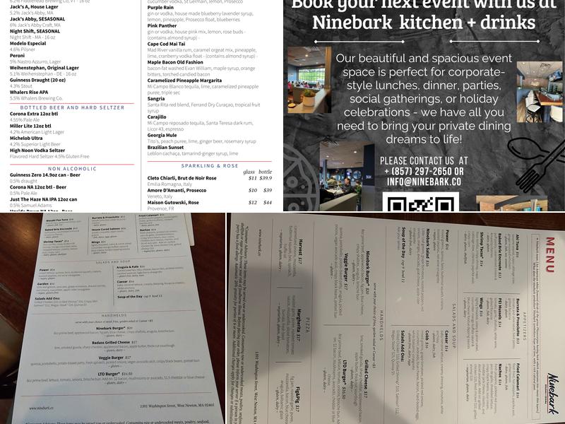 Ninebark Kitchen + Drinks Menu