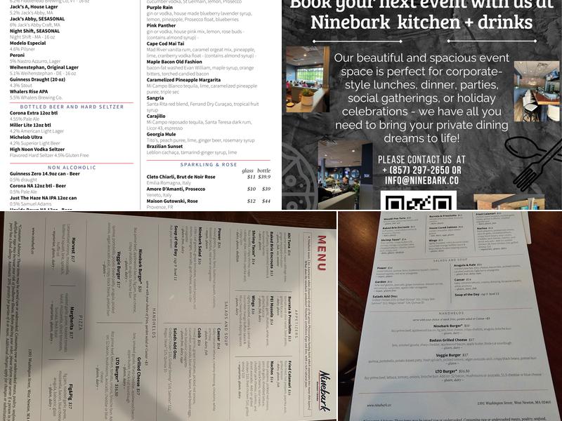 Ninebark Kitchen + Drinks Menu