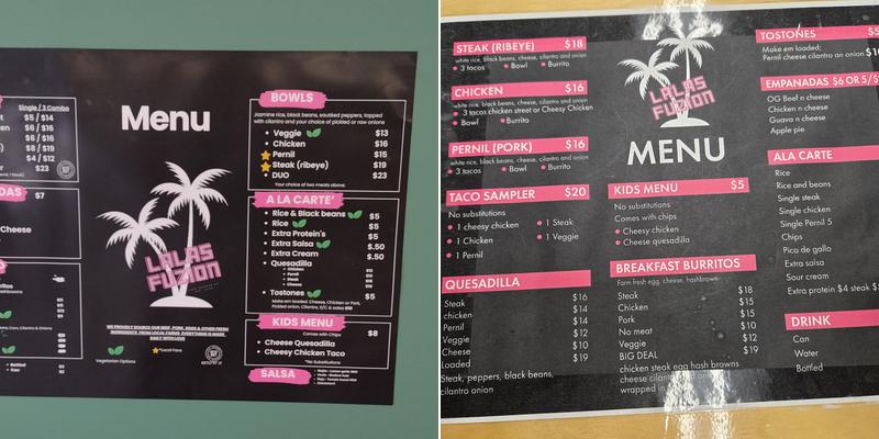 LaLa's Fuzion Menu