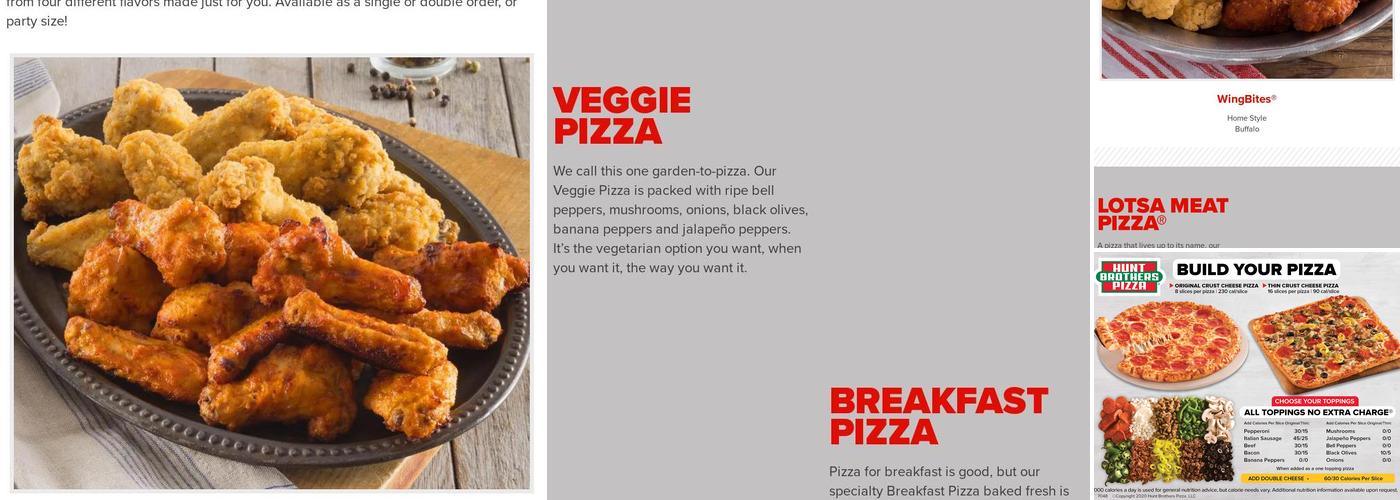 Hunt Brothers Pizza Menu