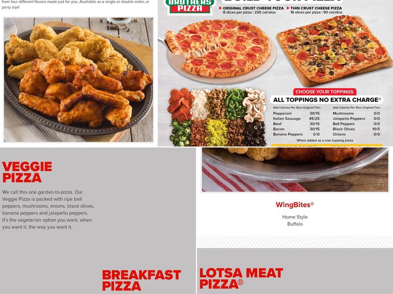 Hunt Brothers Pizza Menu