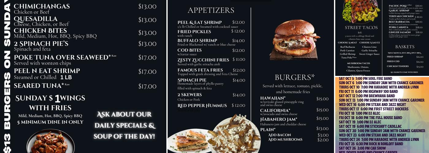 Beachside Bar Deck & Grill Menu