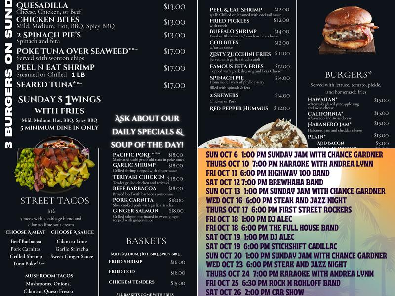 Beachside Bar Deck & Grill Menu