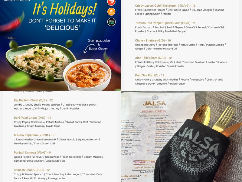 Jalsa Indian Kitchen Menu