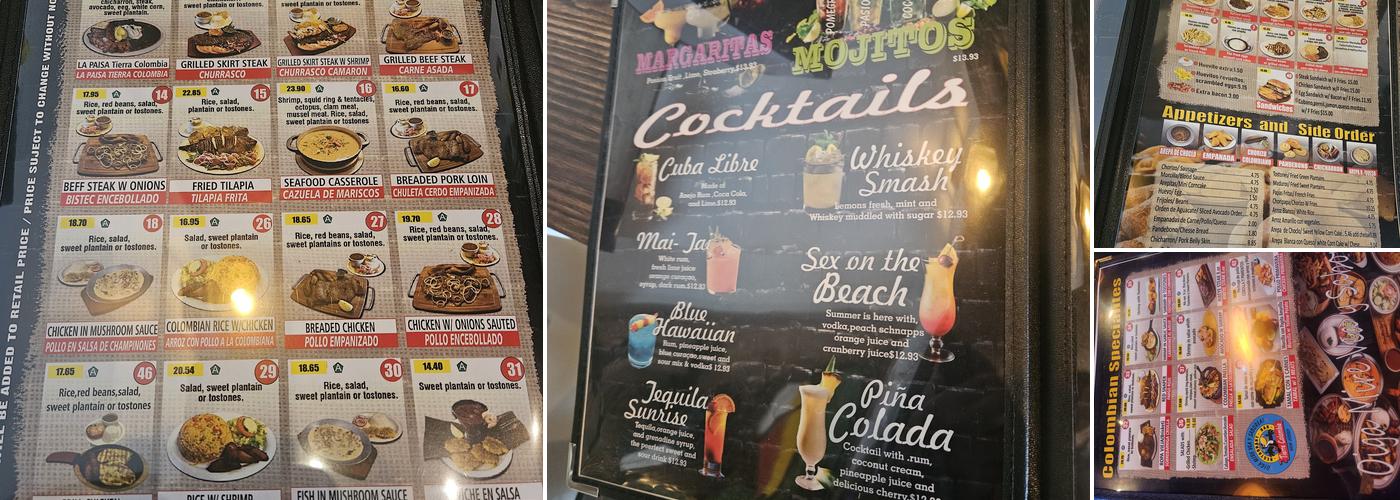 Tierra Colombia Menu