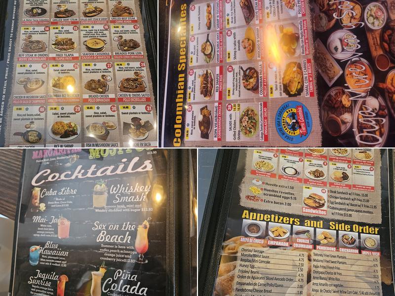 Tierra Colombia Menu