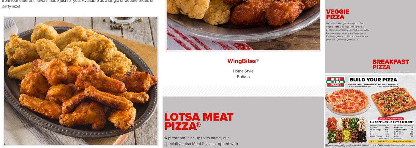 Hunt Brothers Pizza Menu