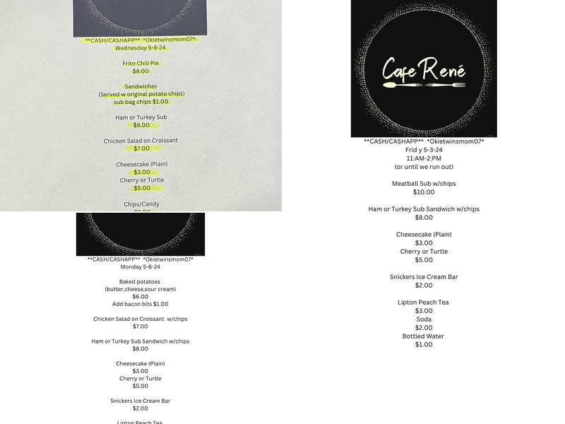 Cafe René Menu