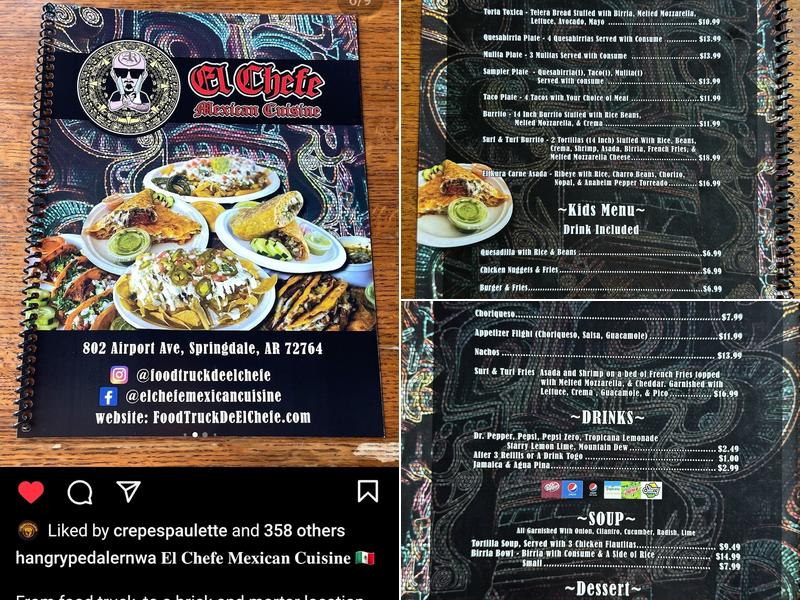 El Chefe Mexican Cuisine Menu