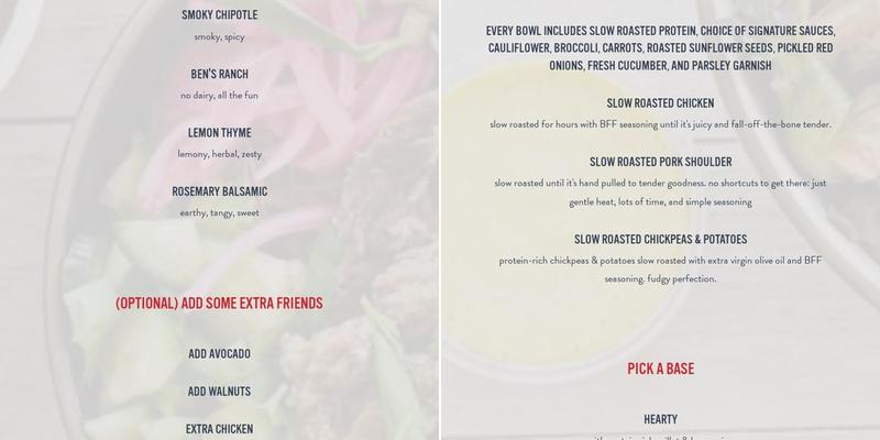 Ben's Fast Food Menu