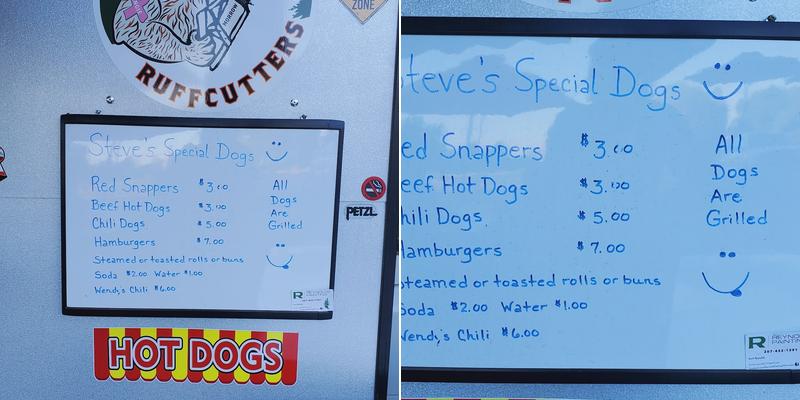 Steve's Hot Dog Cart Menu