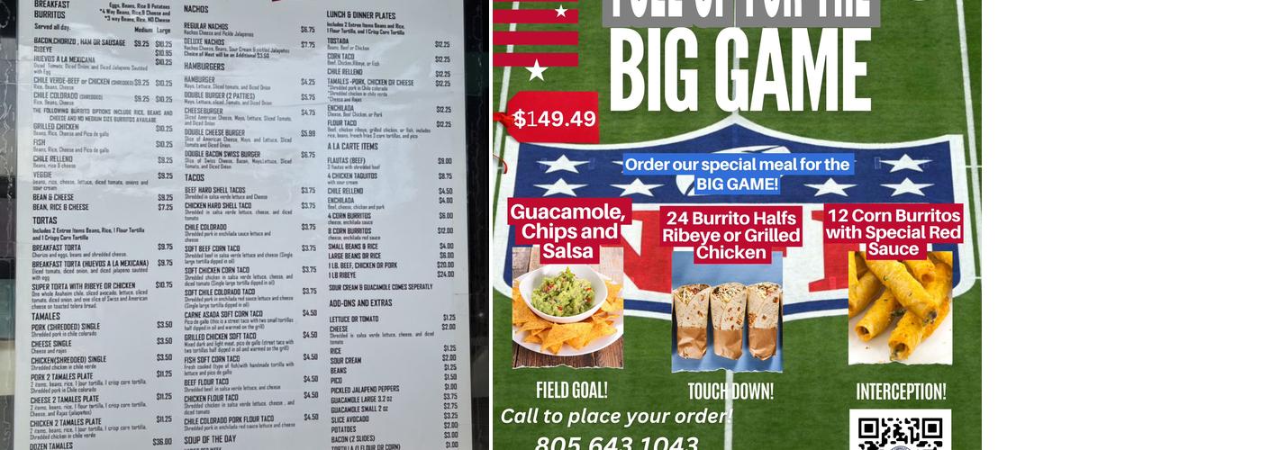 Original Corrales Menu