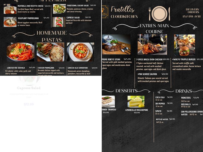 Fratellis Cloudkitchen Menu