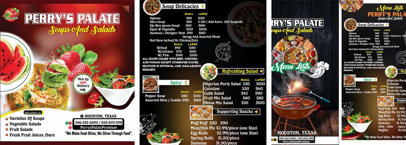 Perry's Palate Menu