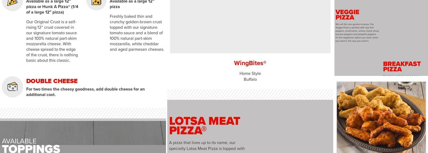 Hunt Brothers Pizza Menu