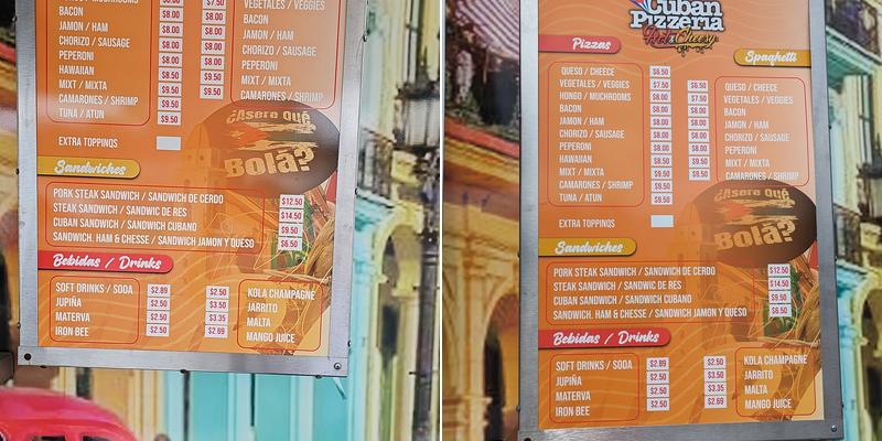 Cuban Pizzeria FoodTruck Menu