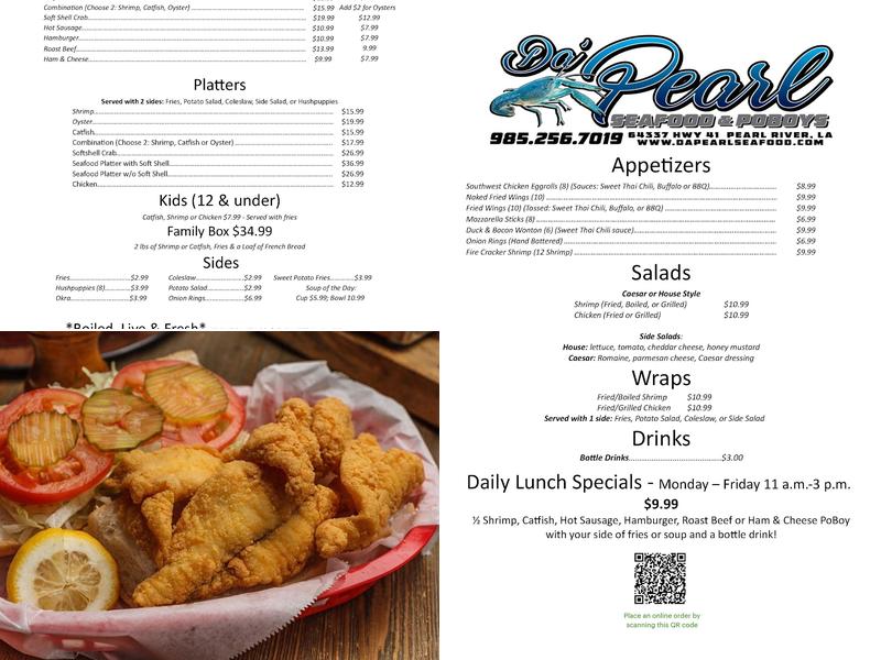 Da'Pearl Seafood & PoBoys Menu