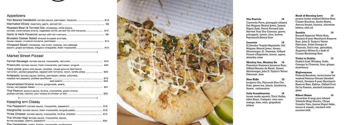 Market Street Pizza Menu