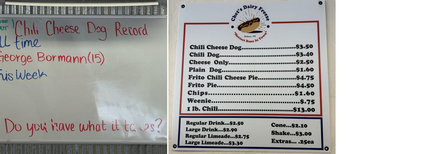 Chet’s Dairy Freeze Sallisaw, Ok Menu