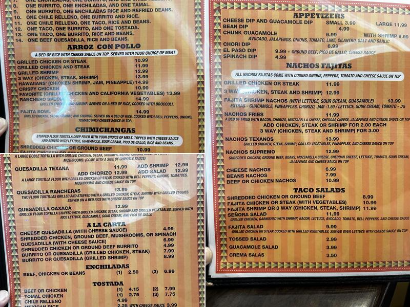 El Paso Restaurant Menu