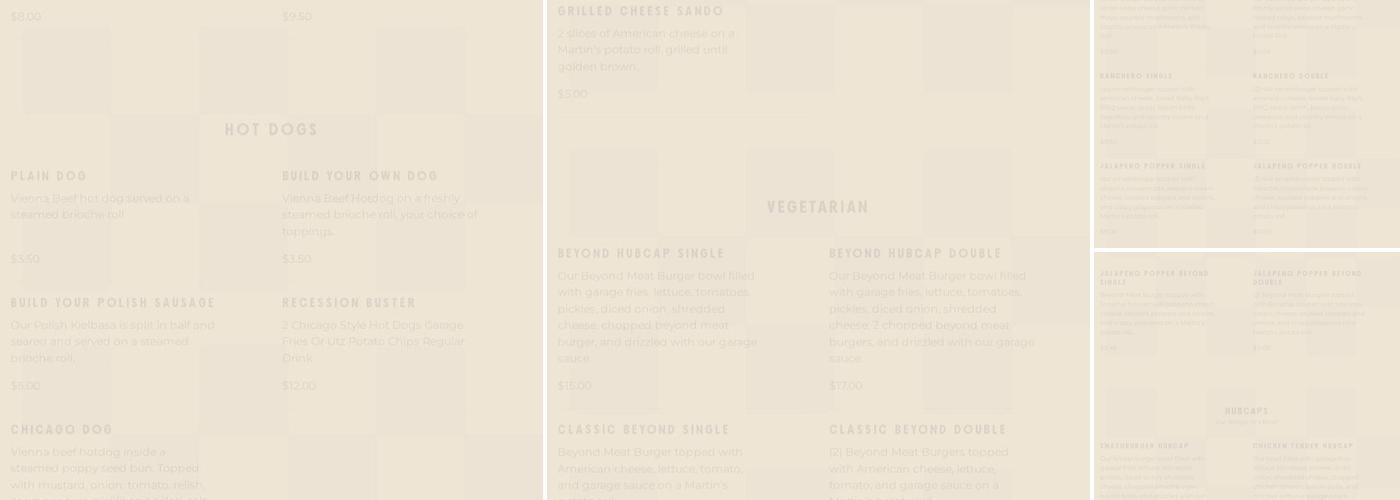 Greer's Burger Garage Menu