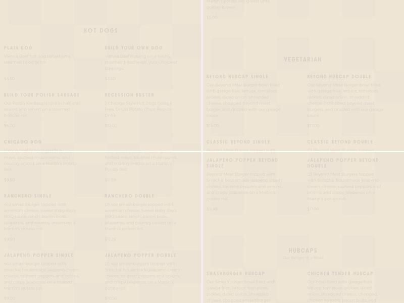 Greer's Burger Garage Menu