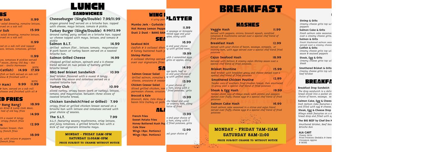 Cafe Curbside Menu