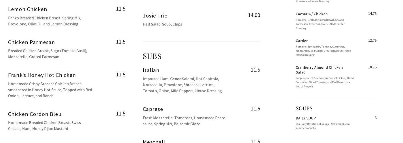 Licavoli’s Cucina Menu