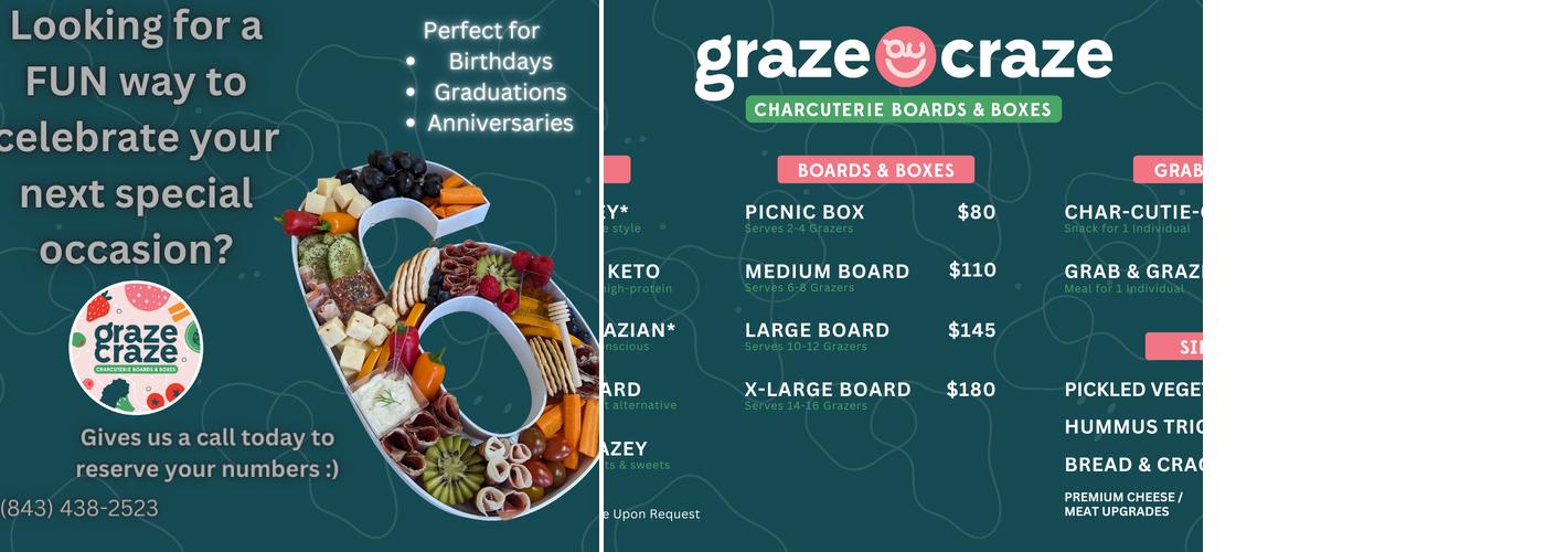 Graze Craze Charcuterie Boards & Boxes Menu