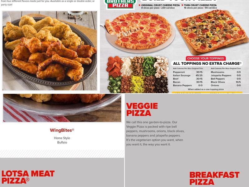 Hunt Brothers Pizza Menu