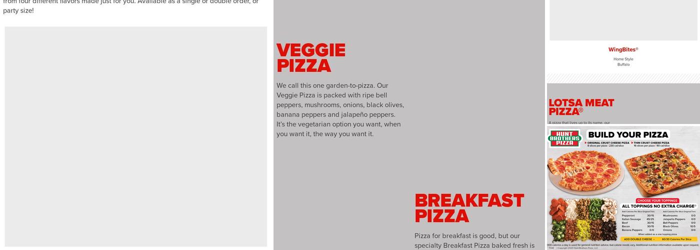 Hunt Brothers Pizza Menu