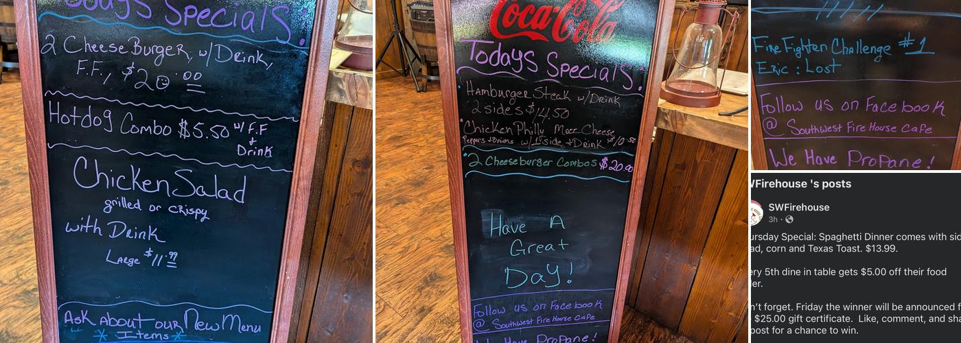 Southwest Firehouse Cafe Menu