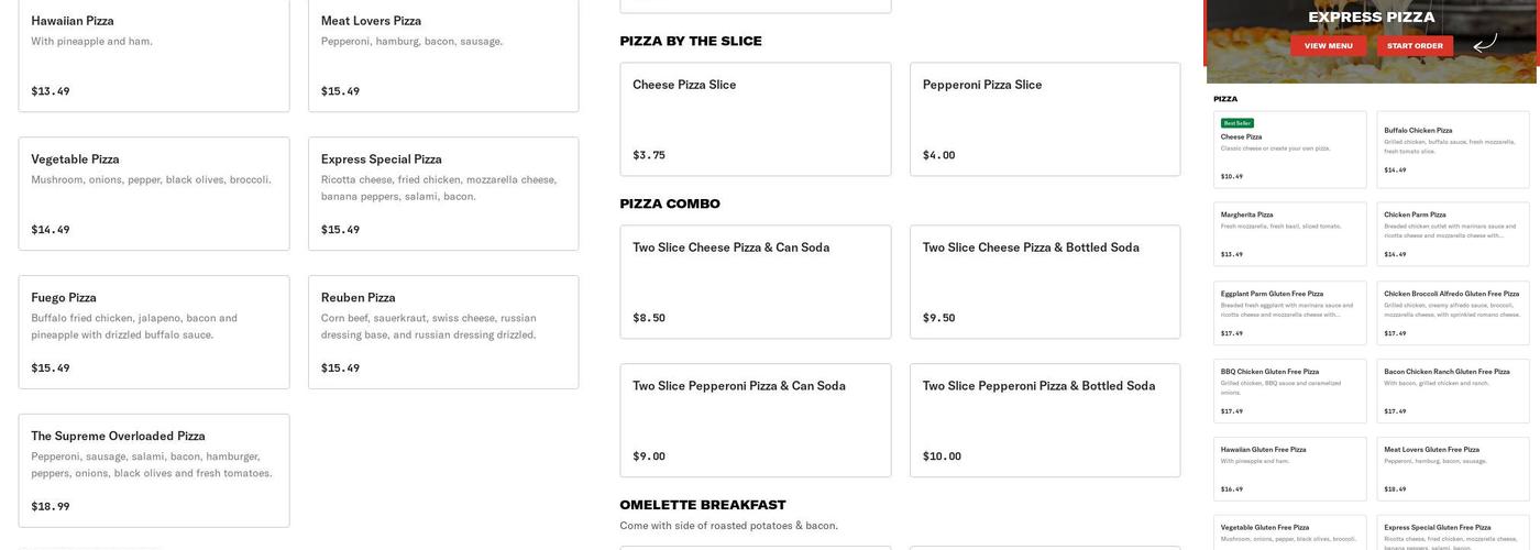 Express Pizza Menu