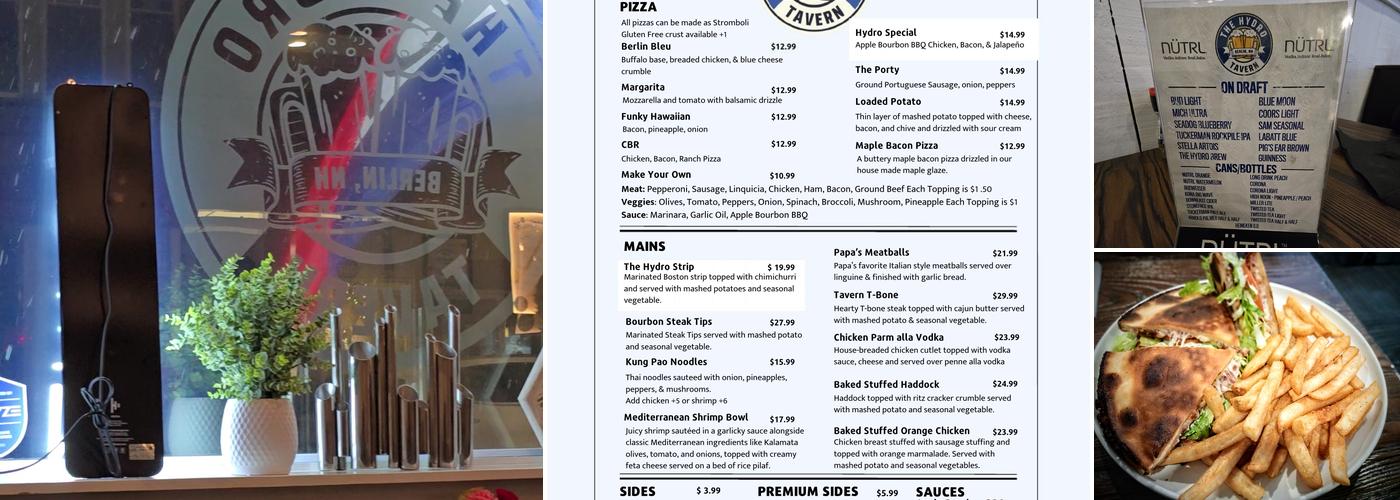 Hydro Tavern Menu