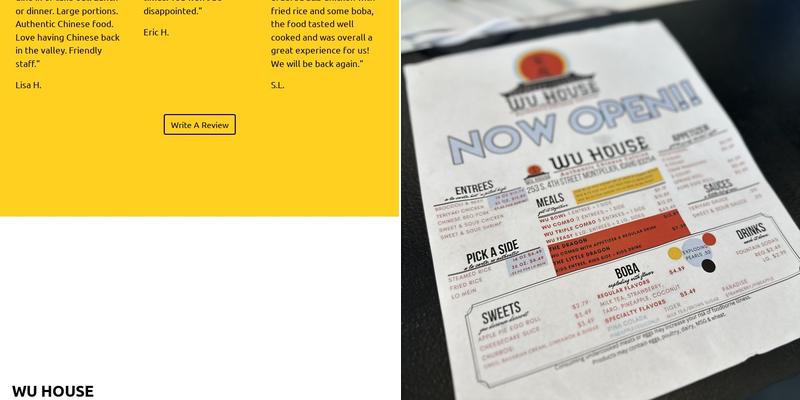 Wu House Menu