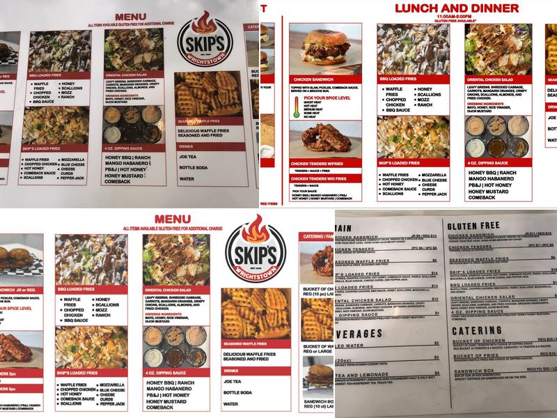 Skip's Wrightstown Menu