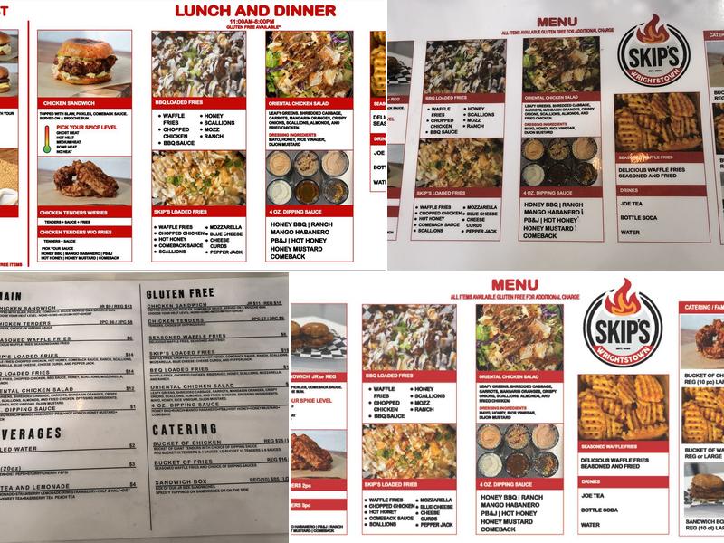 Skip's Wrightstown Menu