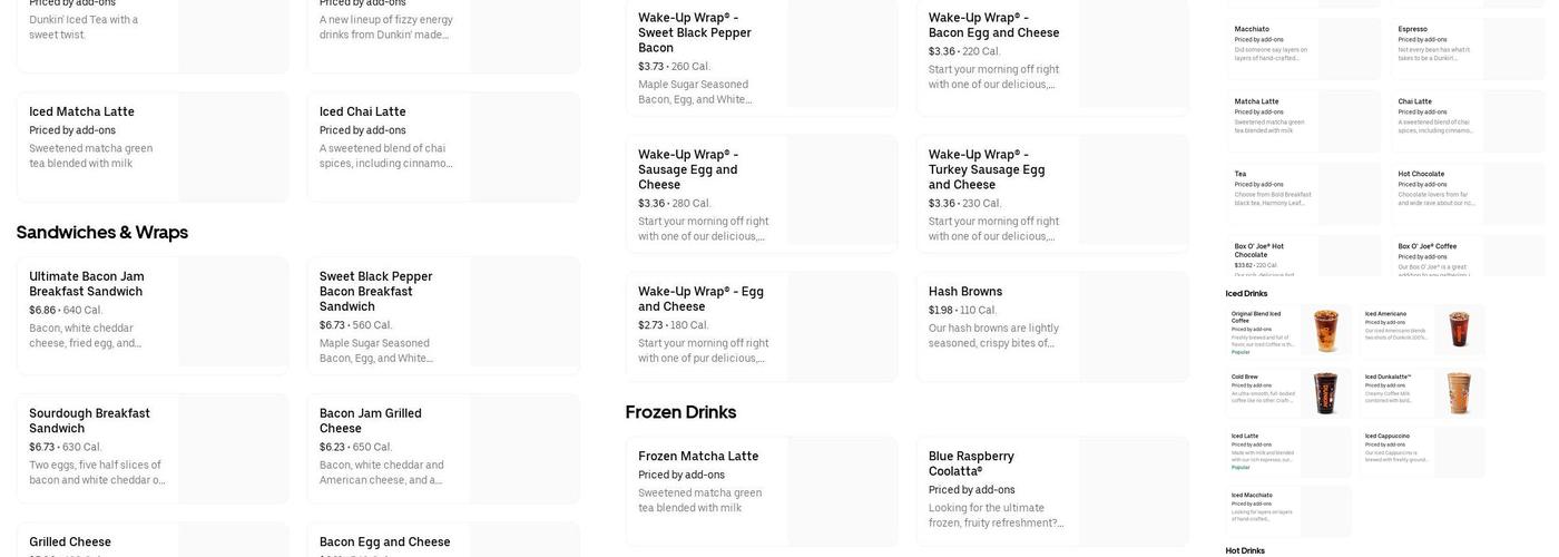 Dunkin' Menu