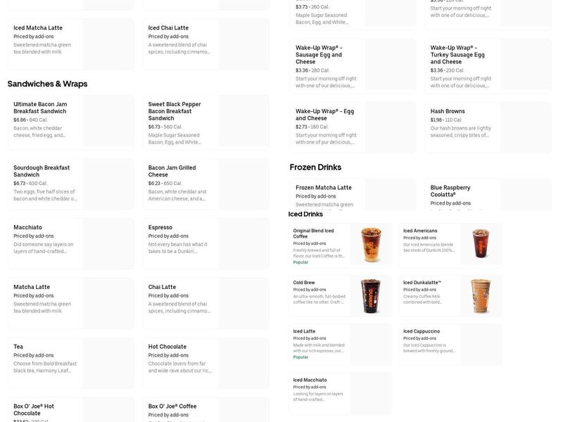 Dunkin' Menu