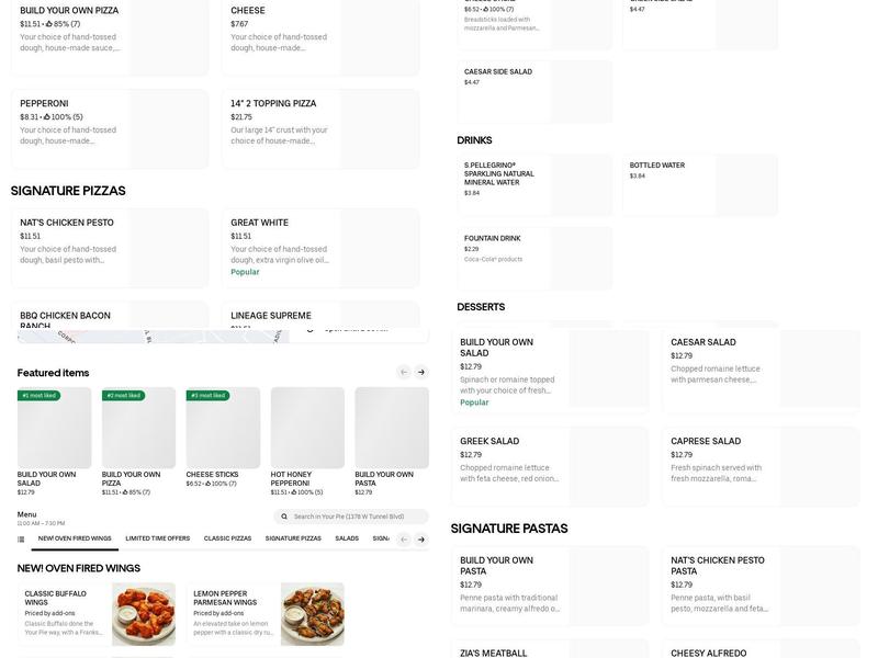 Freddy’s Pizza Menu