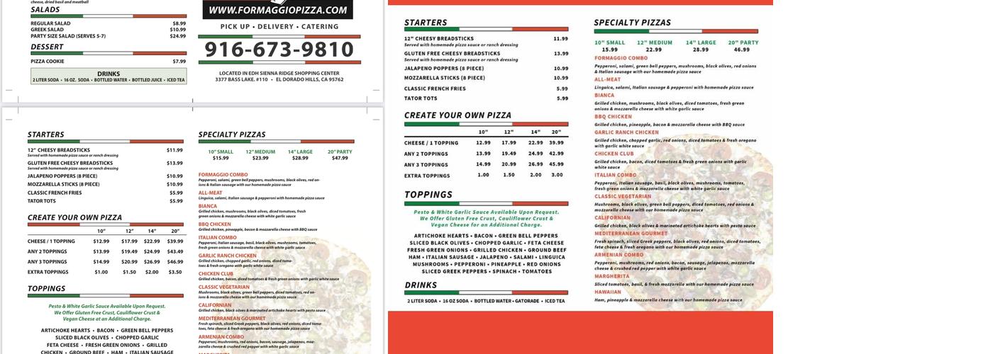 Formaggio Pizza Express Menu