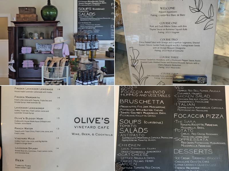 Olive's Vineyard Café Menu