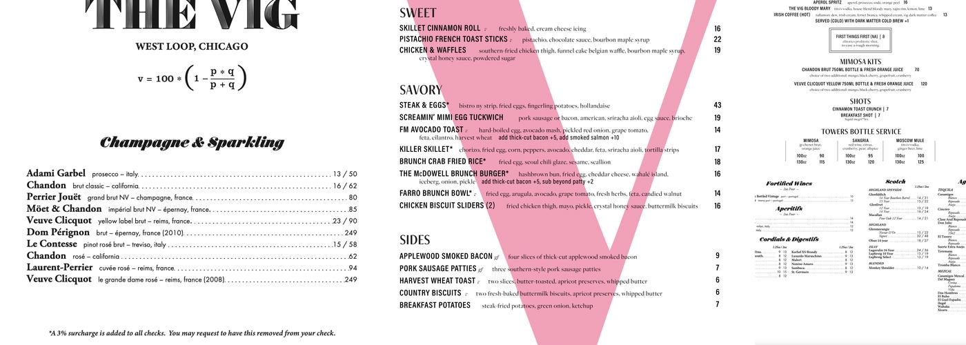 The Vig West Loop Menu